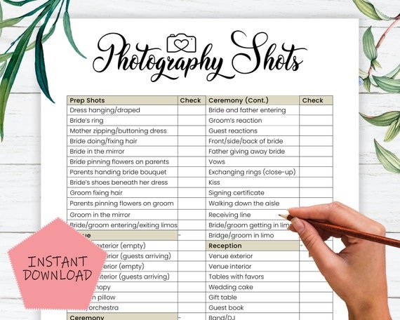 The Ultimate Printable Wedding Photography Checklist: Don’t Miss a Shot!